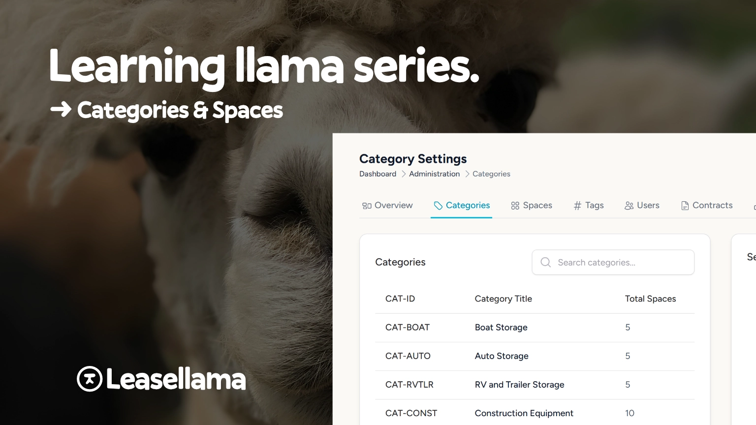Categories and Spaces: How LeaseLlama Organizes Your Facility